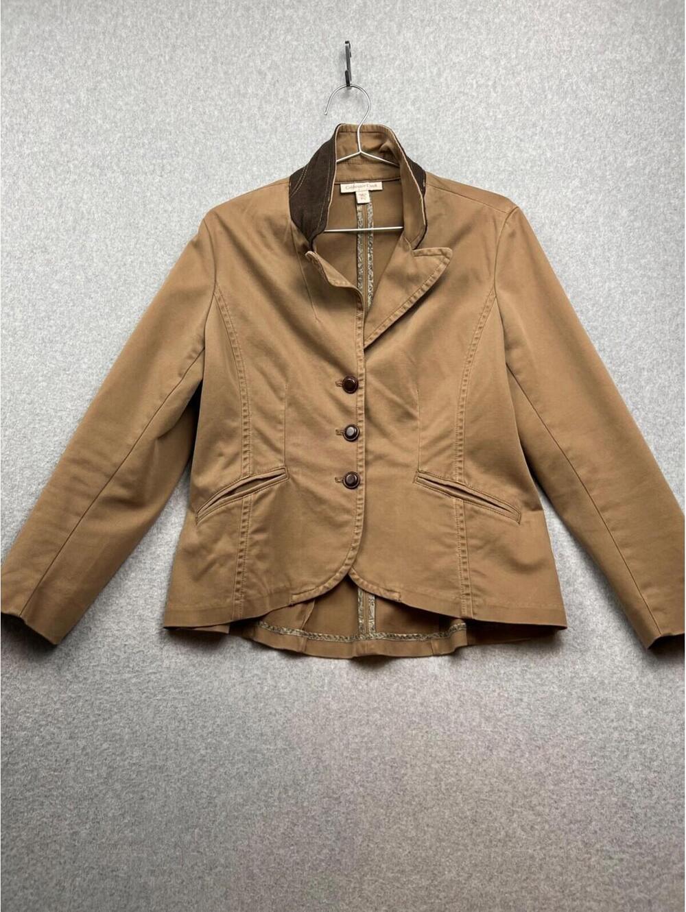 Coldwater Creek Blazer Field Coat Women Petite 12 Stretchy Canvas Career